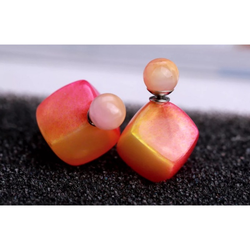 3 for $15 pink elegant double sided stud Earrings